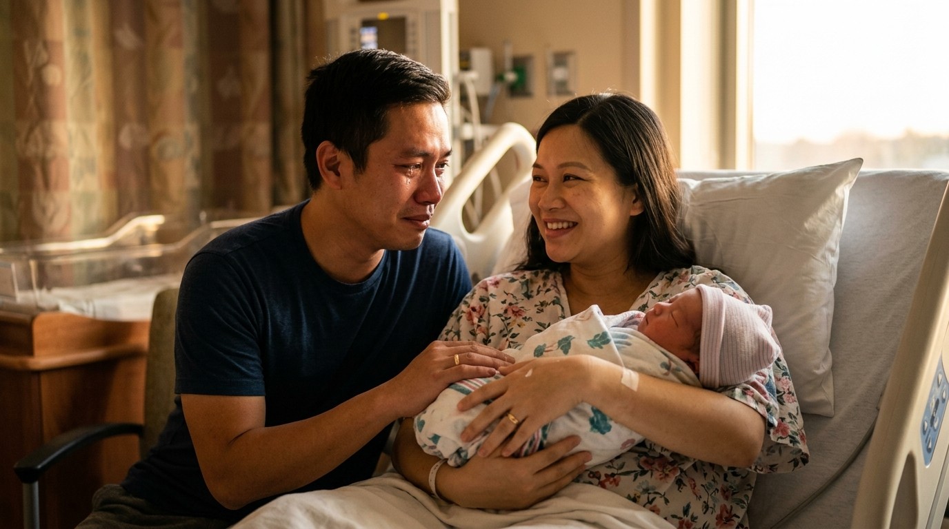 Hạnh phúc viên mãn của đôi vợ chồng đón con yêu chào đời khỏe mạnh nhờ phôi nguyên bội PGT-A
